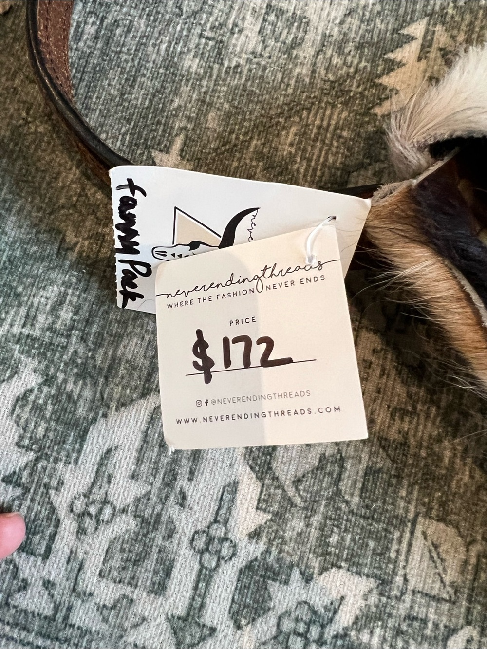Fringed Cowhide Crossbody Bag in Brown and White - Picture 5 of 8